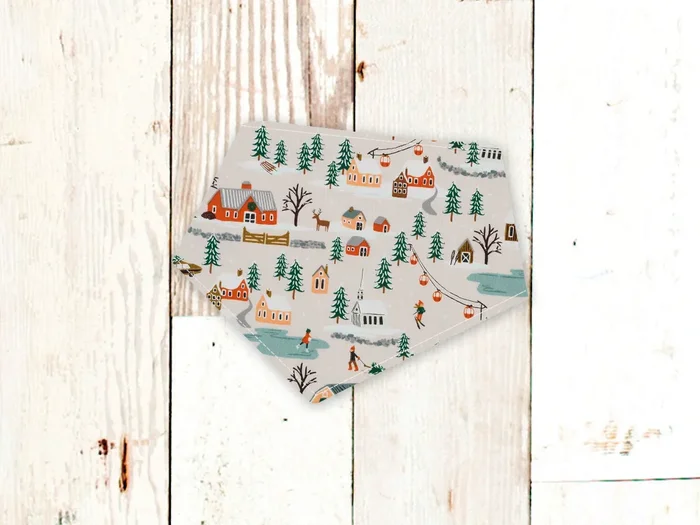 “Holiday Village Cream” Dog Bandana