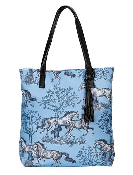 “Lila” Blue Toile Tote