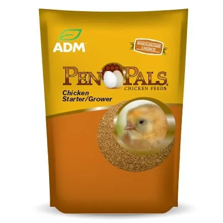 ADM Pen Pals Chicken Feed Starter/Grower, 5 lbs, 18% Protein, Complete Nutrition for Pullets 0–20 Weeks