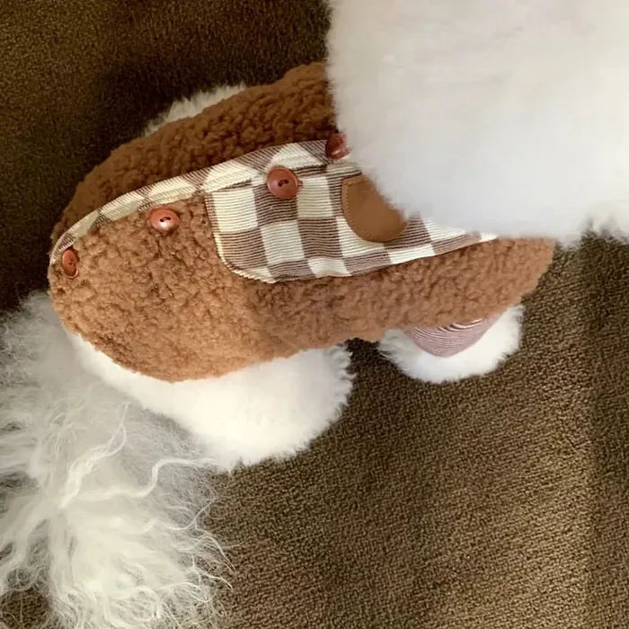 Autumn and Winter Teddy Style Pet Clothing for Small Dogs and Cats Warm Plush Vest Coat for Pets