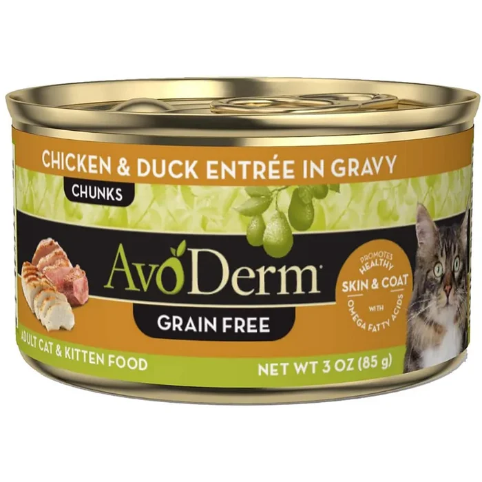 AvoDerm Grain-Free Wet Cat Food – Chicken & Duck Entree In Gravy – 3oz Can