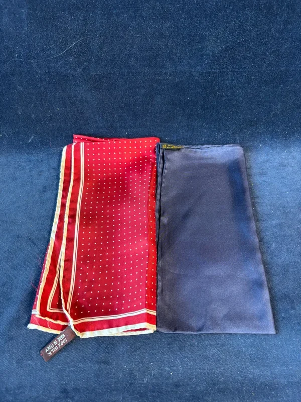 (B)Lot Of 2 Pocket Squares By Ashear