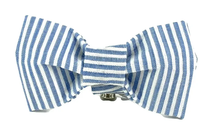 Blue Seersucker Dog Bow Tie – 1010