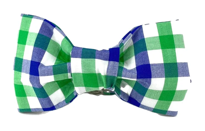 Blue/White/Green Plaid Dog Bow Tie – 759