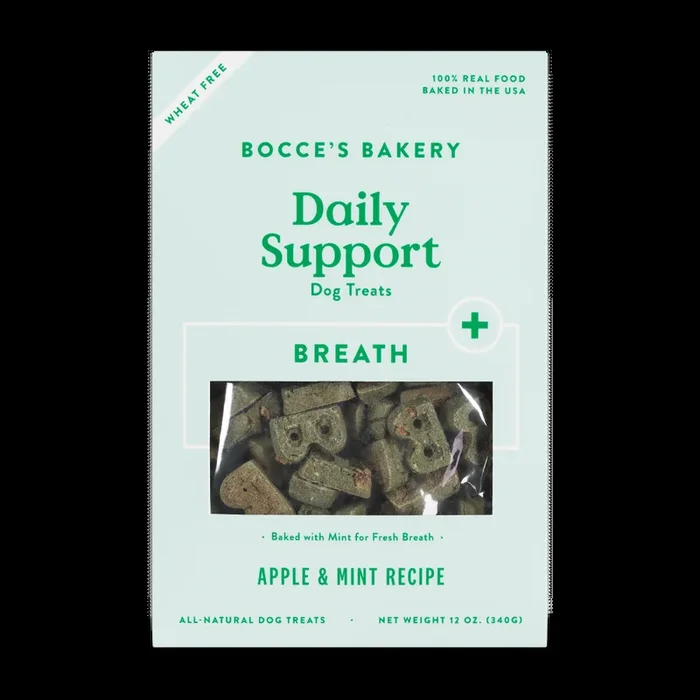 Bocce’s Bakery Daily Support Apple & Mint Recipe Functional Breath Biscuit Dog Treats