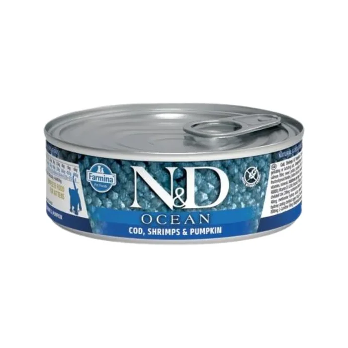 Canned Cat Food – N & D – OCEAN – Cod, Shrimp & Pumpkin Stew – Kitten