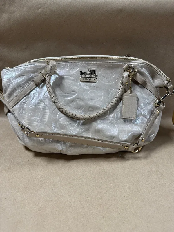Coach Maddison Beige And Gold Shimmery Large Purse