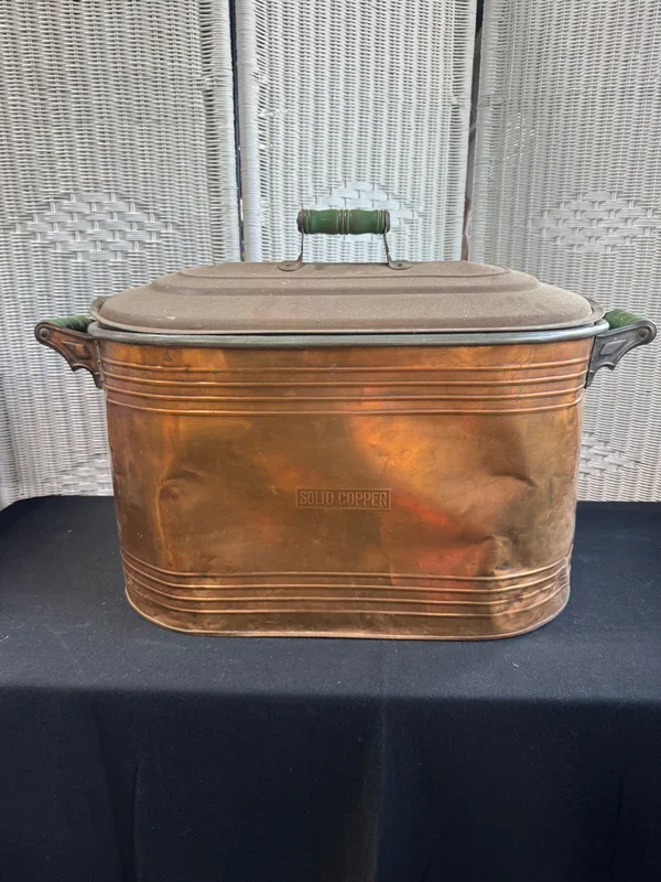 Copper & Tin Vintage Lidded Boiler Wash Tub