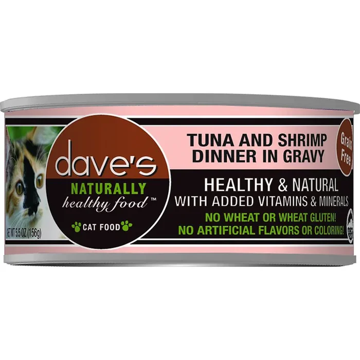 Dave’s Pet Food Naturally Healthy Wet Cat Food – Tuna & Shrimp In Gravy – 5.5oz Can