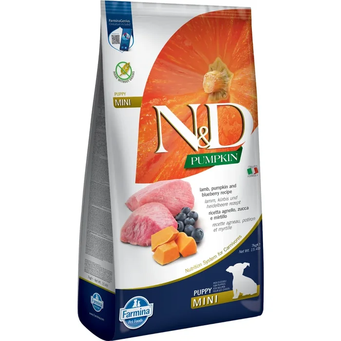 Dry Dog Food – N & D – PUMPKIN – Lamb & Blueberry – Puppy Mini