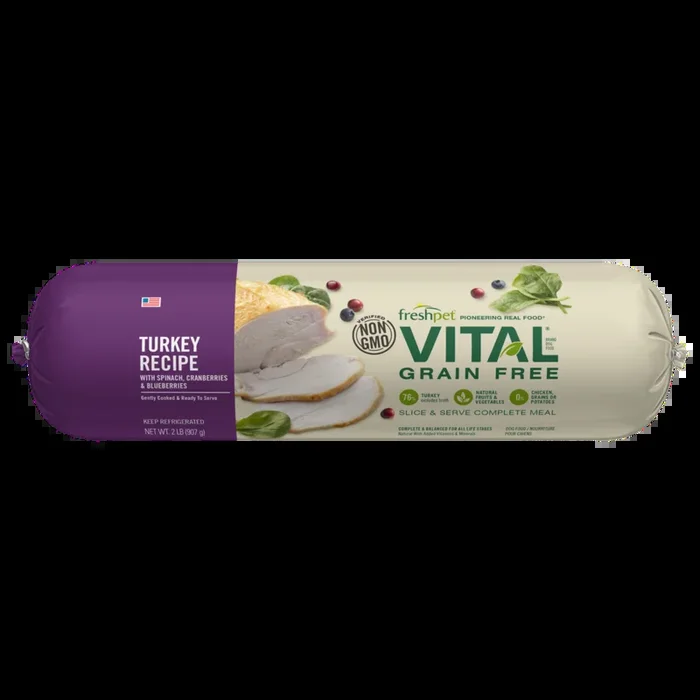 Fresh Pet Vital Grain Free Turkey with Cranberries, Spinach & Blueberries Fresh Dog Food Roll