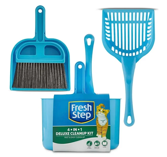Fresh Step Starter Kit for Cats – Cat Litter Box Cleanup Kit with Everything Pet Parents Need – Deluxe Clean Up Set