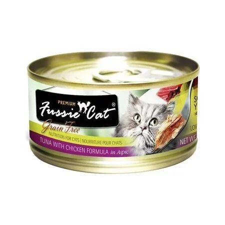 Fussie Cat Can Tuna and Chicken Formula in Aspic GF 2.82oz