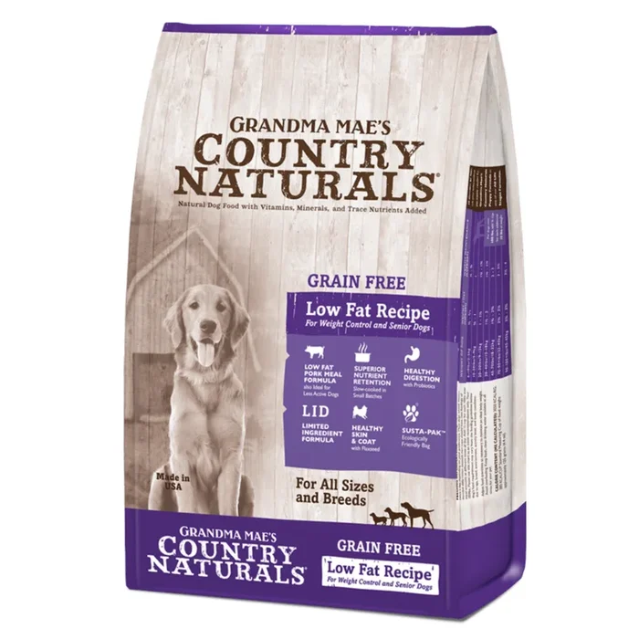 Grandma Mae’s Country Naturals Grain Free & Low Fat Dry Dog Food – Pork – 23lb Bag