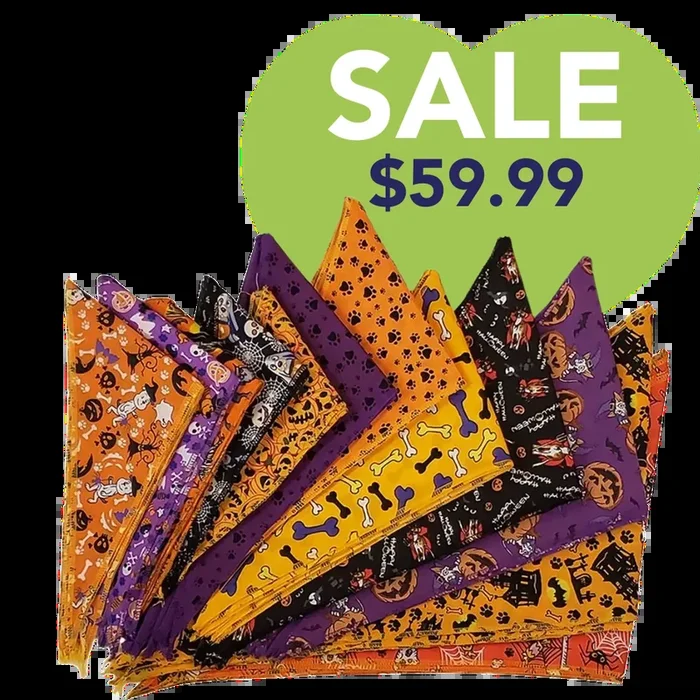 Halloween Bandanas – 60 Assorted Sizes and Patterns by Bandanas Unlimited