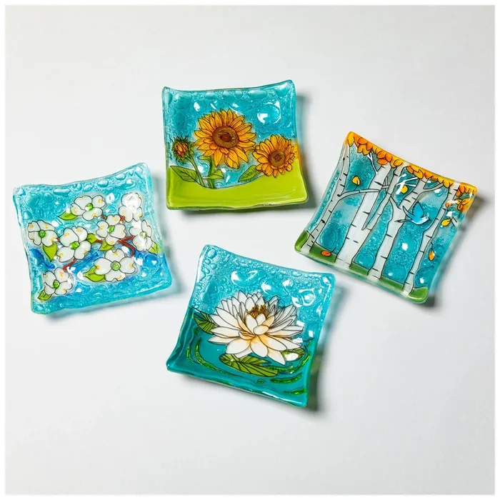 Hand Painted Recycled Glass Dish