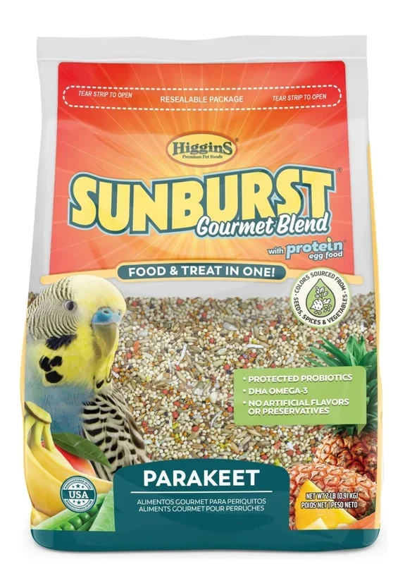 Higgins Sunburst Gourmet Blend Birdseed & Grains Parakeet & Budgie Bird Food, 2-lb bag