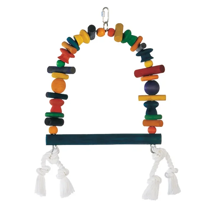 Junglewood Bird Toy – Wood and Rope Swing – Large