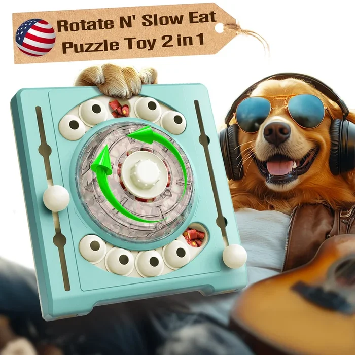 KADTC U.S. Brand & Design -2 Levels of Challenge – Spinning Dog Puzzle Toy for Small/Medium/Large Dogs Puzzles Feeder Treat Slow Dispenser Puppy Food Feeding Enrichment Toys Christmas & New Year Gift
