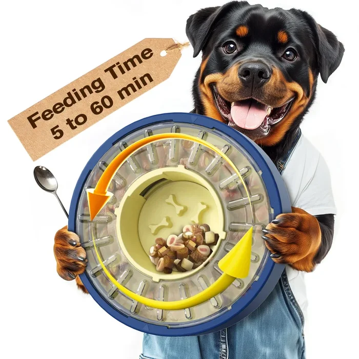 KADTC U.S. Brand & Design Large Size & Capacity Spinning Dog Puzzle Feeder – Food Dispensing Slow Puzzles Bowl For Dogs Feeding Time From 5-60 min Puppy Treat Dispenser Toys Christmas & New Year Gift