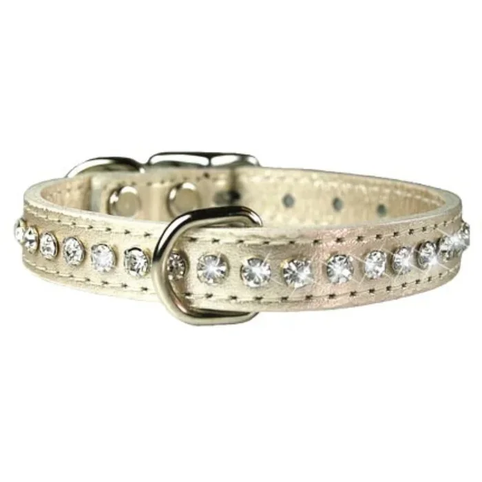 Leather Brothers – Collar Leather With Rhinestones Platinum