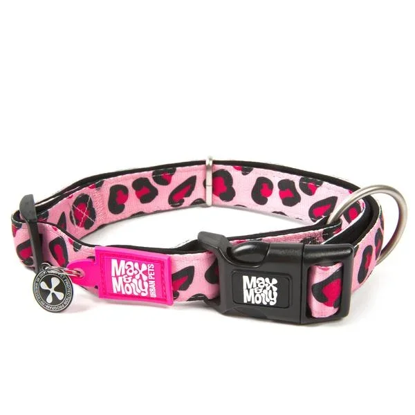 Max and Molly Smart ID Pink Leopard Adjustable Dog Collar