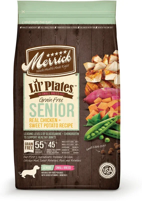 Merrick Lil’ Plates Grain Free Senior Real Chicken And Sweet Potato Recipe Dry Dog Food