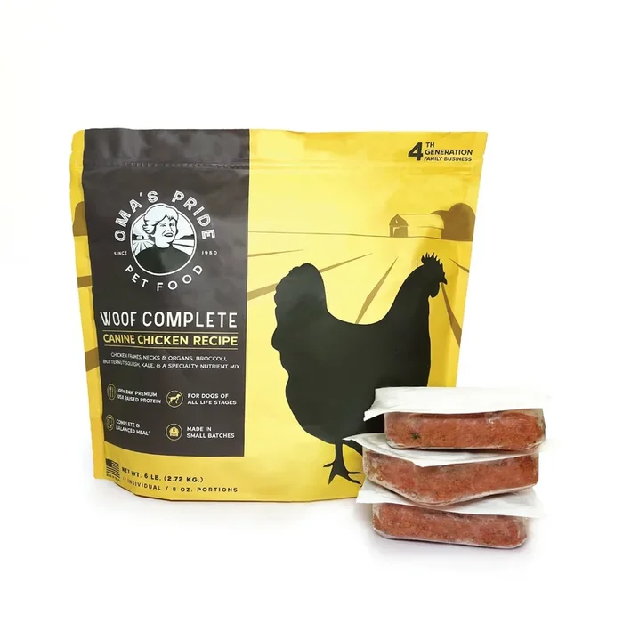 Oma’s Pride Woof Complete Canine Chicken Recipe Frozen Dog Food