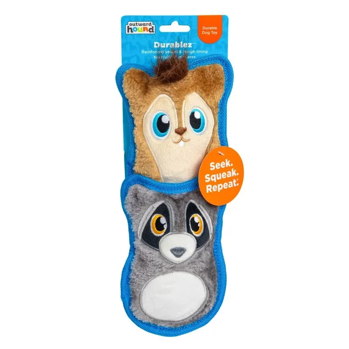 Outward Hound Durablez Squirrel/Raccoon 2/PK Dog Toys XS