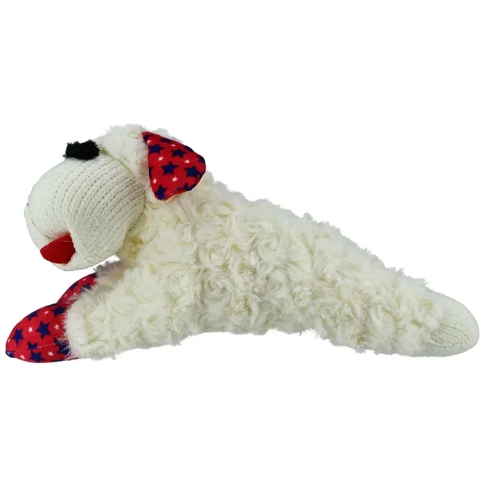 Patriotic Lamb Chop Plush Dog Toy, 10.5″