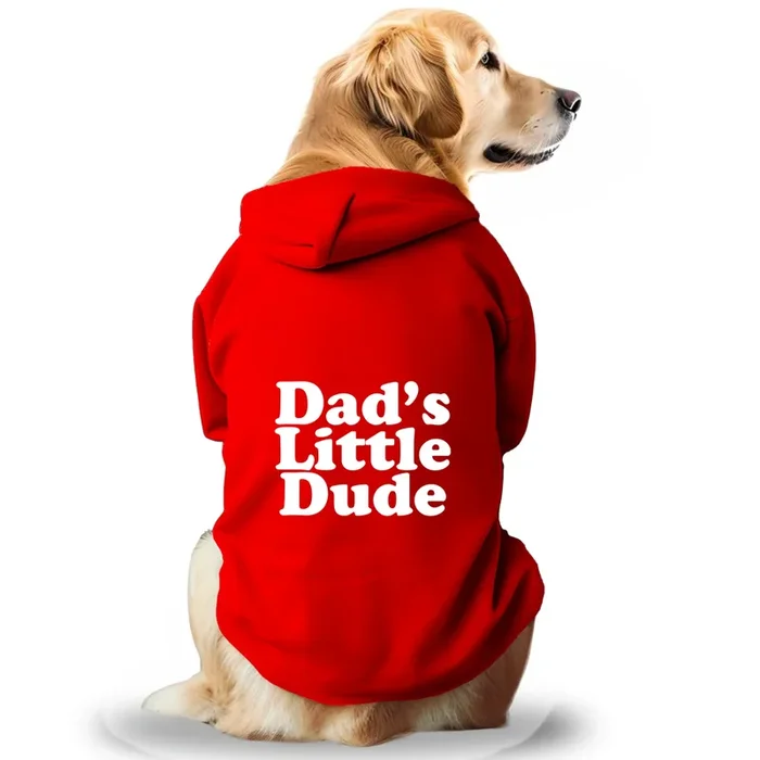 Pawsindia Dad’s Little Dude Hoodie for Dogs (Red)