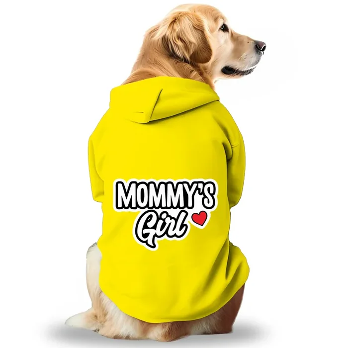 Pawsindia Mommy’s Girl Hoodie for Dogs (Yellow)
