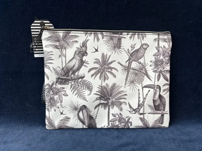 Pier 1 Alice & Scott Large Exotic Bird & Palm Tree Multi-Use Pouch, Tags Still Attached