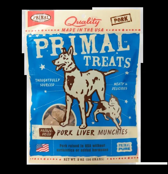 Primal Freeze Dried Grain Free Pork Liver Munchies Dog and Cat Treats