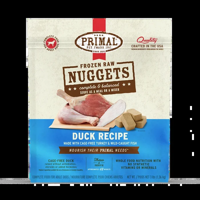 Primal Pet Foods Frozen Raw Nuggets Dog Food Duck Recipe