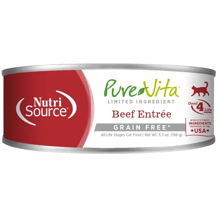 Pure Vita Beef & Beef Liver Grain-Free Canned Cat Food 5.5oz