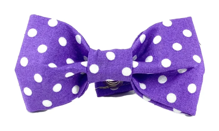 Purple/White Polka Dot Dog Bow Tie – 507