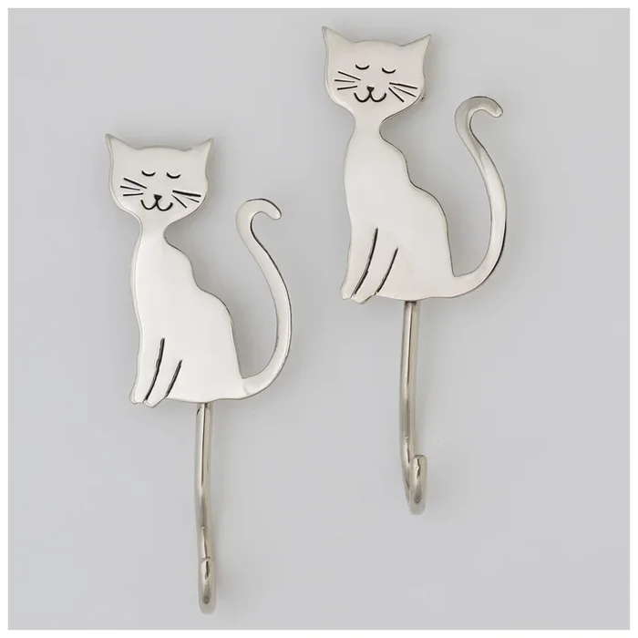 Sassy Cat Mixed Metal Wall Hook – Set of 2