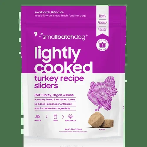 Smallbatch Lightly Cooked for Dogs Turkey Recipe Sliders