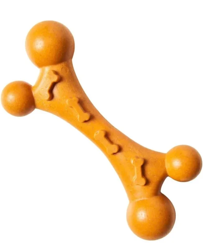 SPOT Bam-Bones Nubby Bone – Made with Strong Bamboo Fiber, Durable Long Lasting Chew Toy for Light to Moderate Chewers for Dogs & Teething Puppies Under 40lbs, 7in Allergen Free Peanut Butter Flavor