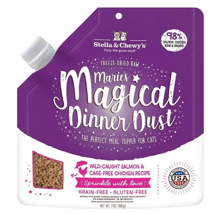 Stella & Chewy’s Marie’s Magical Dinner Dust Cat Meal Topper – Salmon & Chicken – 7oz Pouch