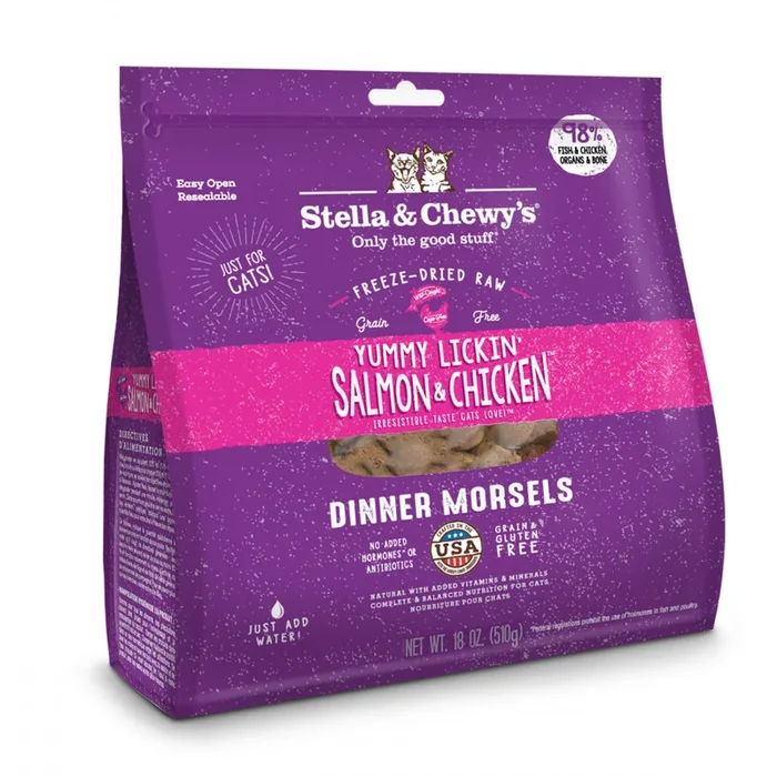 Stella & Chewy’s Yummy Lickin’ Salmon & Chicken Dinner Grain Free Freeze Dried Raw Cat Food