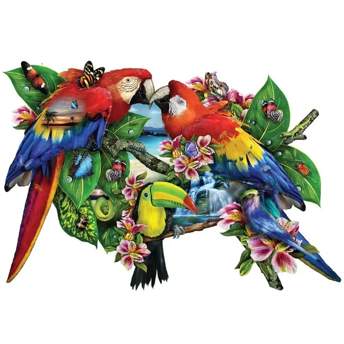 Sunsout – Parrots in Paradise Shaped Puzzles