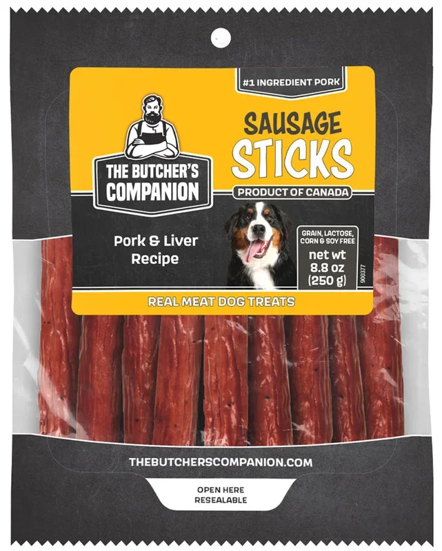The Butcher’s Companion Pork & Liver Recipe Sausage Sticks Dog Treats 8.8 oz