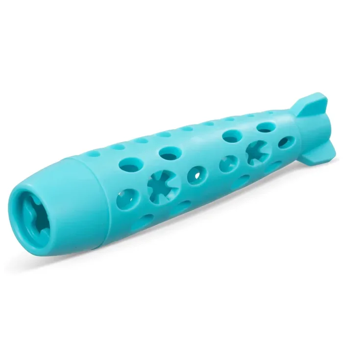 Totally Pooched Stuff’n Chew Bully and Chew Stick Treat Holder Dog Toy Teal 10″