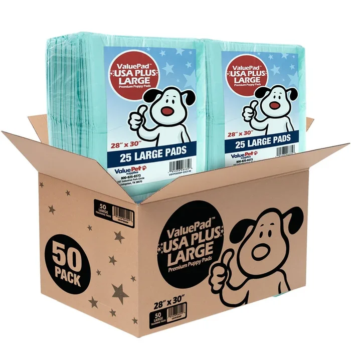 ValuePad USA Plus Puppy Pads, Large 28×30 Inch, 50 Count