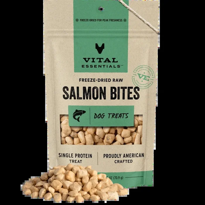 Vital Essentials Dog Freeze Dried Salmon Bites Treats 2.5oz