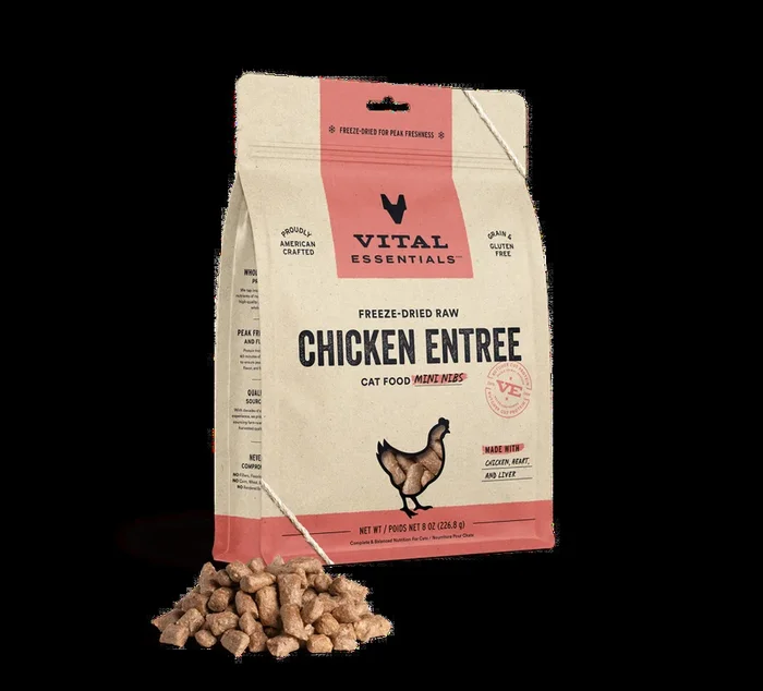 Vital Essentials Grain Free Chicken Mini Nibs Freeze Dried Raw Food for Cats
