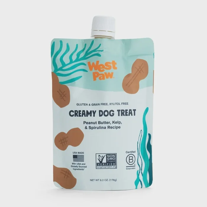 West Paw Creamy Dog Treat Peanut Butter, Kelp & Spirulina 6.2oz