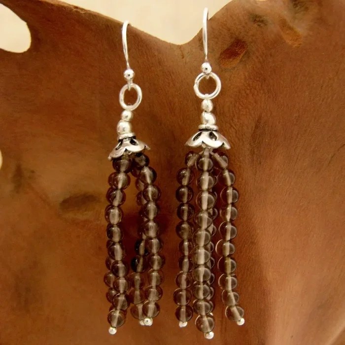 Whisper Sterling Silver and Smoky Quartz Earrings from India